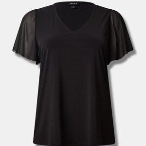 Studio Knit V-Neck Chiffon Sleeve Tee size 3